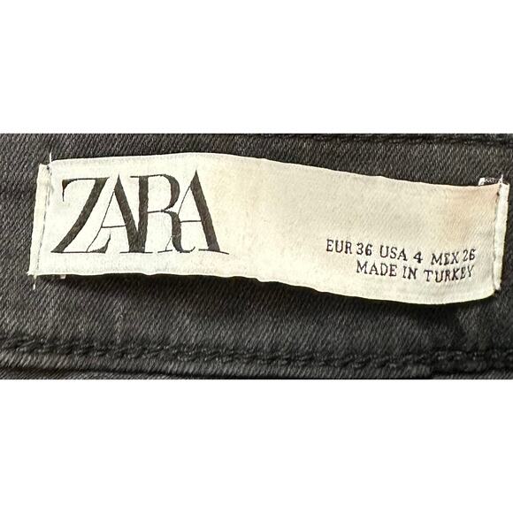 Zara ZW Collection High Waist Skinny Jeans Black Distressed Size 4 - Picture 11 of 13
